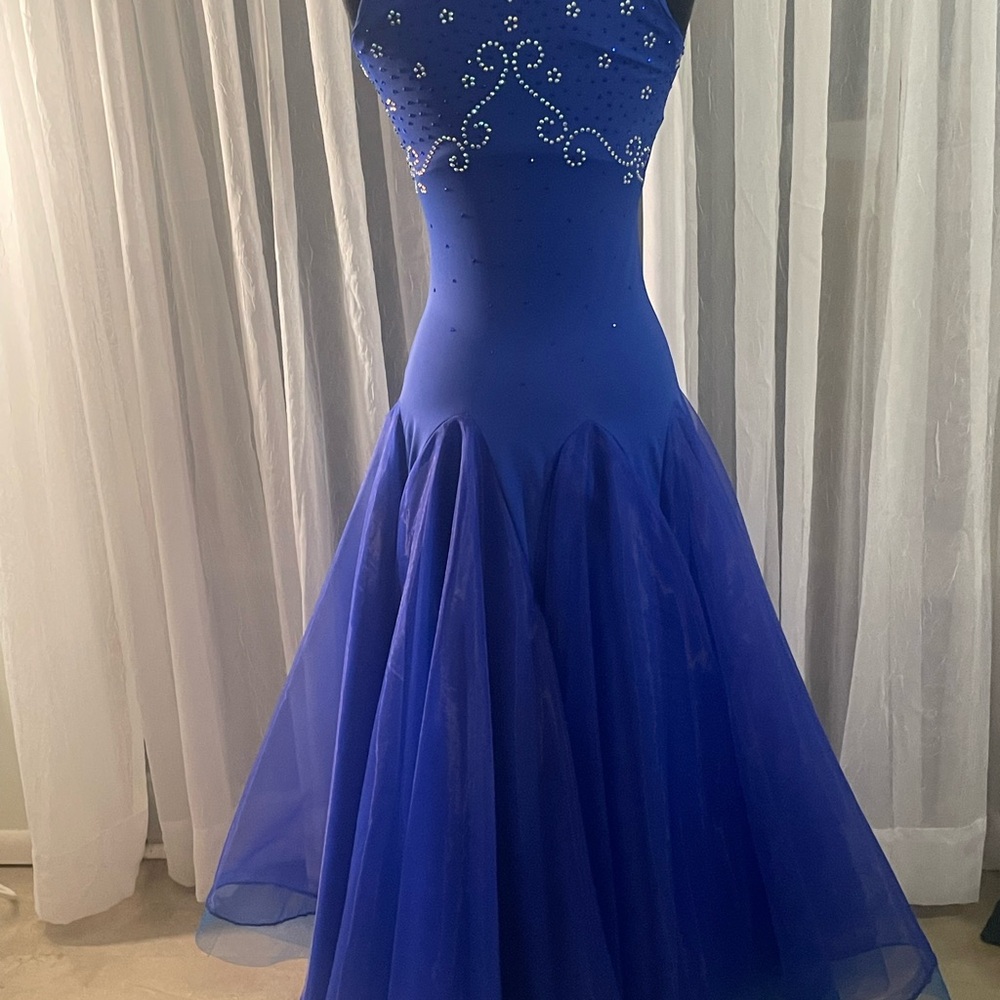 Elegant Royal blue Ballroom competition dress